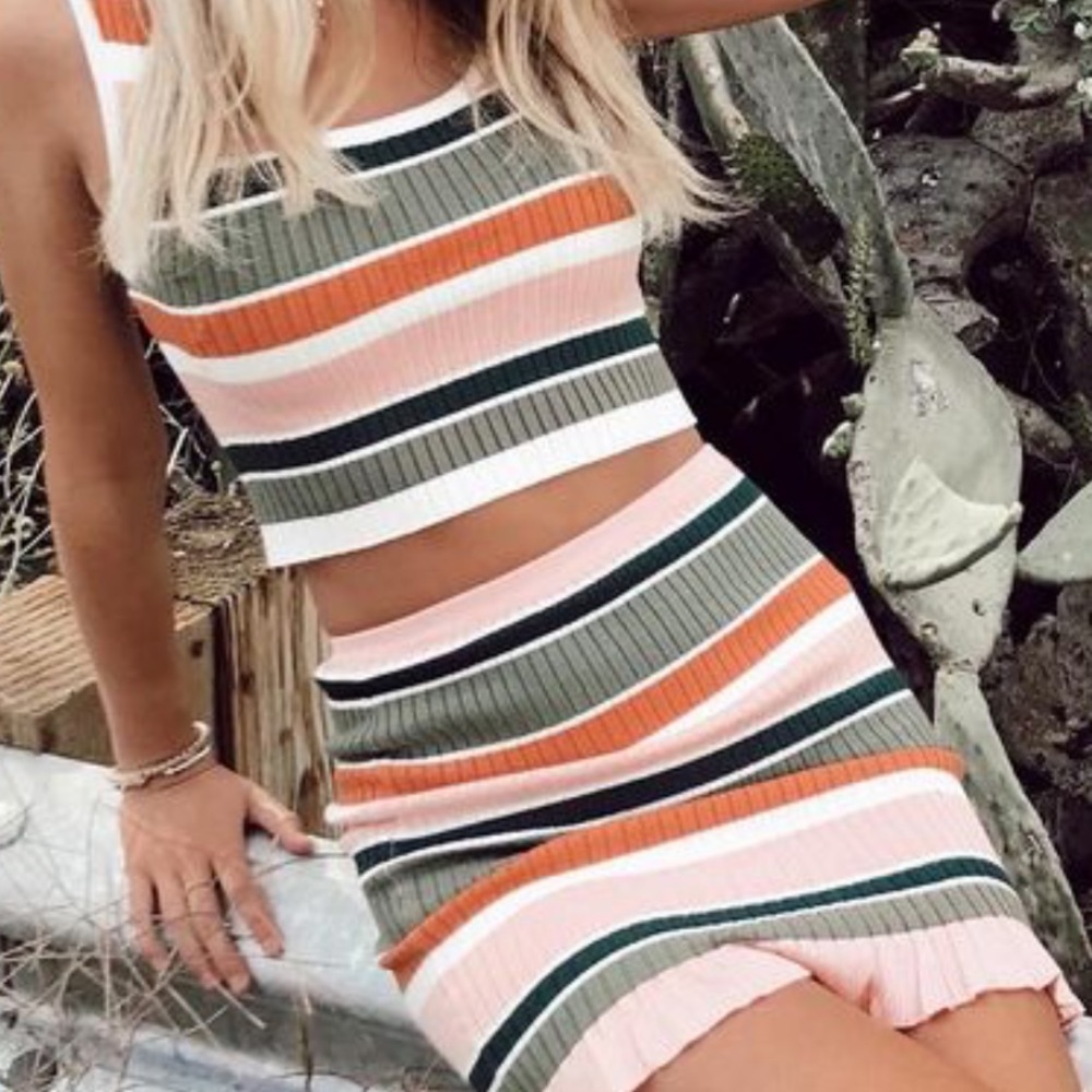 Mink pink striped knit set